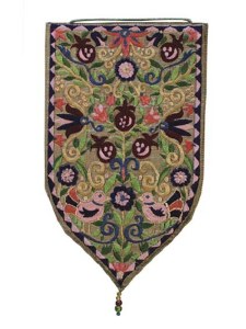 Yair Emanuel Large Shield Tapestry Birds and Pomegranates - Gold