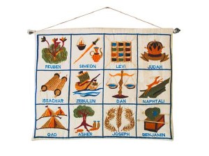 Yair Emanuel Twelve Tribes in English Wall Hanging - White