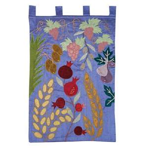 Yair Emanuel Extra Large Wall Hanging - The Seven Species Blue