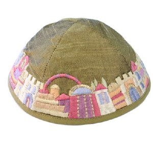 Yair Emanuel Gold Embroidered Kippah - Jerusalem