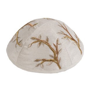 Yair Emanuel Embroidered Kippah - Gold Branches