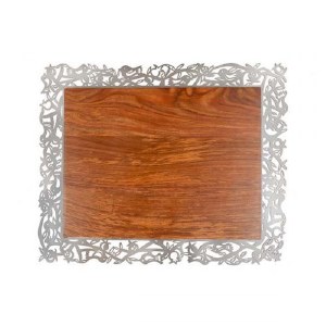 Wood Challah Board Bordered with Stainless Steel Frame