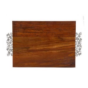 Challah Board Wood with Silver Laser Cut Handles