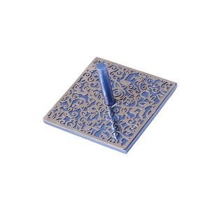 Flat Dreidel Decorative Blue Anodized Aluminum Cutout Design by Yair Emanuel