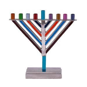 Yair Emanuel Candle Menorah Chabad Style Multi Color 8.5"