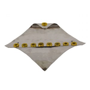 Candle Menorah Hammered Waved Diamond Shape Brass by Yair Emanuel