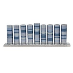 Yair Emanuel Aluminum Strip Menorah Cylinder Shape Full Rings Design Gray