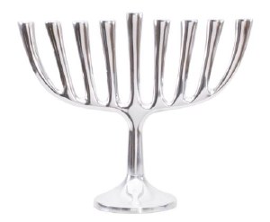 Yair Emanuel Metal Candle Menorah Straight Branches Round Base Large Size 10.4"