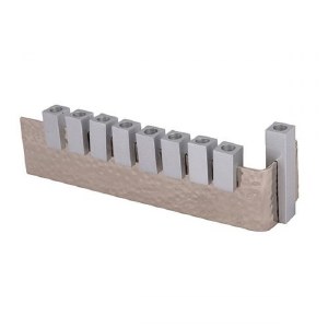 Yair Emanuel Hammered Menorah L Shaped with Anodized Silver Colored Stems