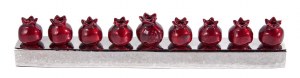 Yair Emanuel Strip Candle Menorah Red Pomegranate Candle Holders