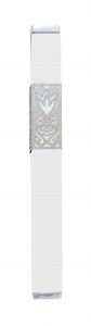 Mezuzah Case Metal Sleeve Cutout White Designed by Yair Emanuel 12cm