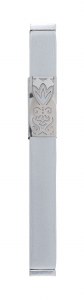Mezuzah Case Metal Sleeve Cutout Silver Designed by Yair Emanuel 12cm