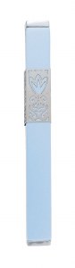 Mezuzah Case Metal Sleeve Cutout Light Blue Designed by Yair Emanuel 12cm