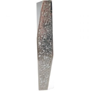 Yair Emanuel Mezuzah Case Matte Aluminum Geometric Design with Silver Color Pomegranate Cutout 12cm