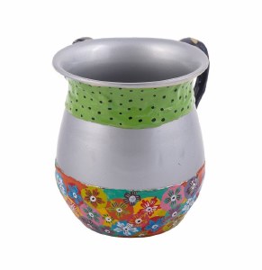 Washing Cup Metal Multicolor Fimo Floral and Polka Dot Pattern Designed by Yair Emanuel