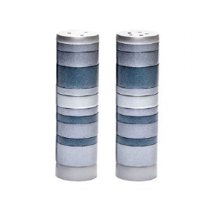 Yair Emanuel Salt and Pepper Shakers Cylinder Shape Full Rings Design Gray