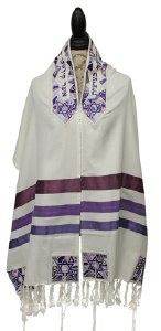 Yair Emanuel Tallis Purple Stripes and Magen David Design 20"