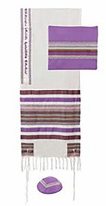 Multi Fabric Tallis Purples Striped Design by Yair Emanuel