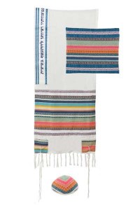 Multi Fabric Tallis Mulitcolor Striped Design by Yair Emanuel