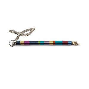 Yair Emanuel Anodized Aluminum Torah Pointer Stripes Design Multicolor 8"