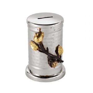 Yair Emanuel Hammered Tzedakah Box Accentuated with Pomegranate Branch