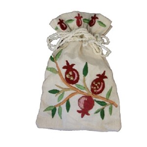 Yair Emanuel Judaica Embroidered Spice Bag Pomegranate