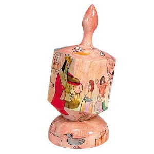 Yair Emanuel Large Painted Dreidel With Stand - Pink