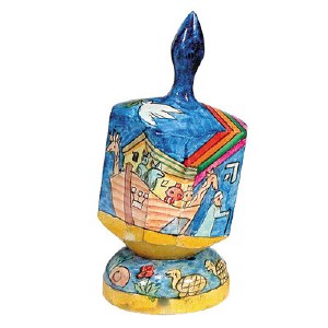 Yair Emanuel Large Painted Dreidel With Stand - Noah's Ark