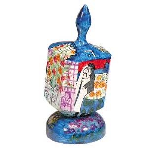 Yair Emanuel Large Painted Dreidel With Stand - Figures Design