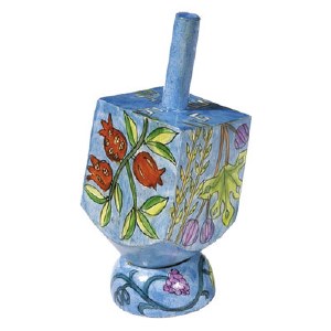 Yair Emanuel Small Painted Dreidel With Stand - Seven Species