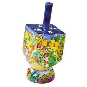 Yair Emanuel Small Painted Dreidel With Stand - Seven Species
