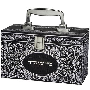 Esrog Box Silver Colored Floral Design with Handle