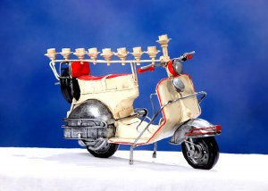 Candle Menorah Hand Crafted Metal Easy Riding Motorcycle