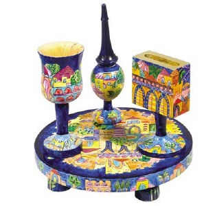 Yair Emanuel Wooden Havdallah Set Oriental Jerusalem Design