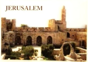 Post Card 3-D Jerusalem Migdal David Gardens