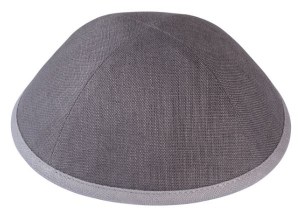 iKippah Gray Linen with Light Gray Rim Size 18cm