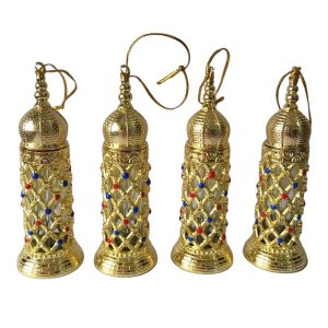 Ornamental Fillable Flask Minhag Set 4 Pack Gold