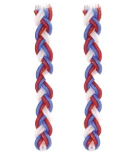 Flat Braided Havdalah Candle Red White Blue Tall 15" 2 Pack