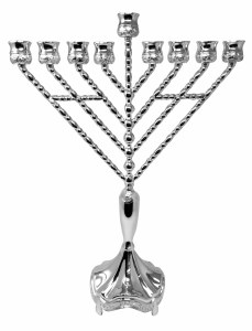 Oil Menorah Silver Plated Rambam Style Branches 18"