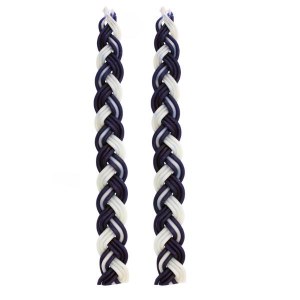 Havdallah Candle Bees Wax Blue and White 13.5"  2 Pack