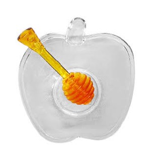 Clear Plastic Honey Dish Apple Shaped with Dipper