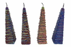 Wax Havdallah Candle Pyramid Shape Drip Design 9.5" Assorted Colors Single Piece