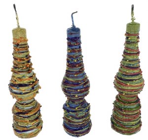 Wax Havdallah Candle Torch Shape Drip Design 9.5" Assorted Colors Single Piece