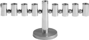 Yair Emanuel Chanukah Menorah with Cylinders and Beads Silver Colored