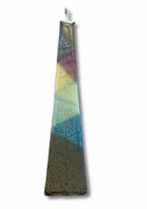 Wax Havdallah Candle Pyramid Shape Triangle Design Dark Multicolor 9.5"