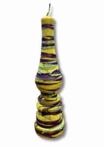 Wax Havdallah Candle Torch Shape Drip Design Yellow 9.5"