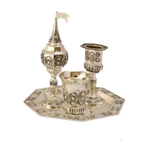 Havdallah Set 4 Piece Silver Plated Pearl Design
