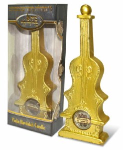 Havdalah Candle Gold Color Violin Shape with Besamim 7"