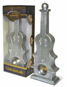 Havdalah Candle Silver Color Violin Shape with Besamim 7"