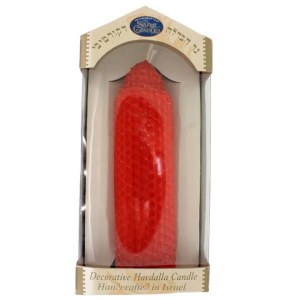 Safed Round Beeswax Havdallah Candle Red 2" x 6"